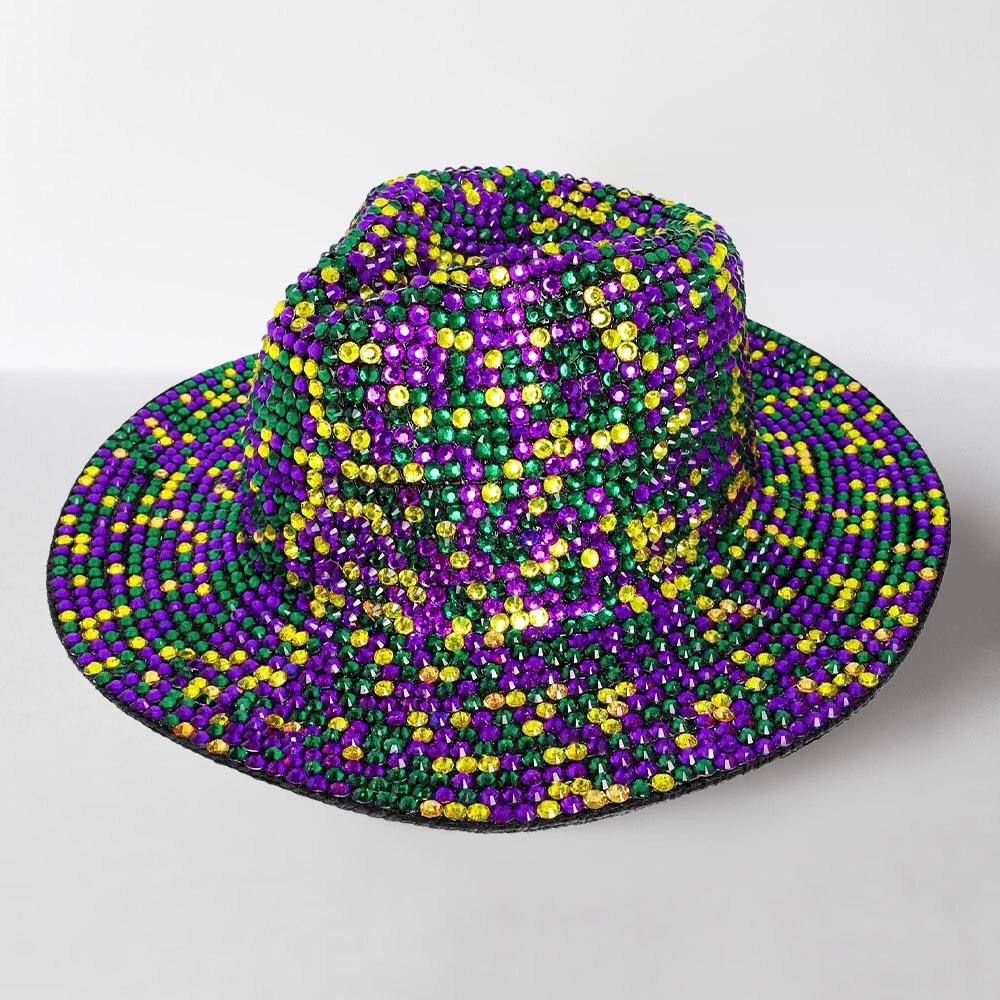 Bling Studded Mardi Gras Western Cowboy Fedora Hat